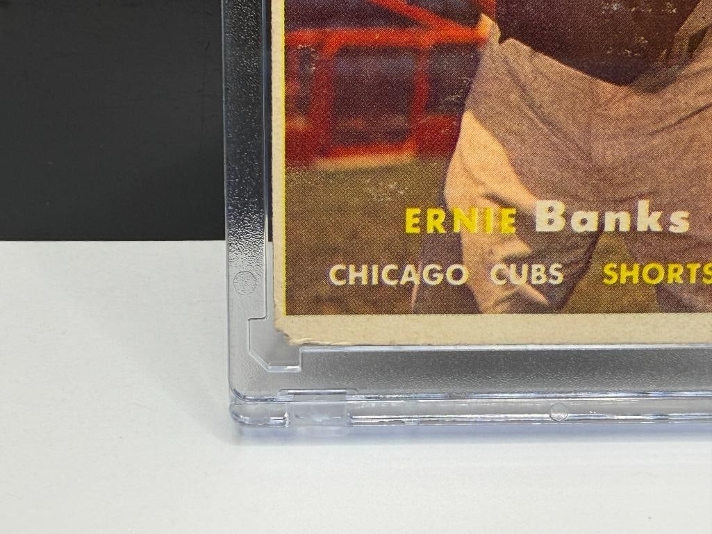 1957 TOPPS #55 ERNIE BANKS BASEBALL CARD - 4