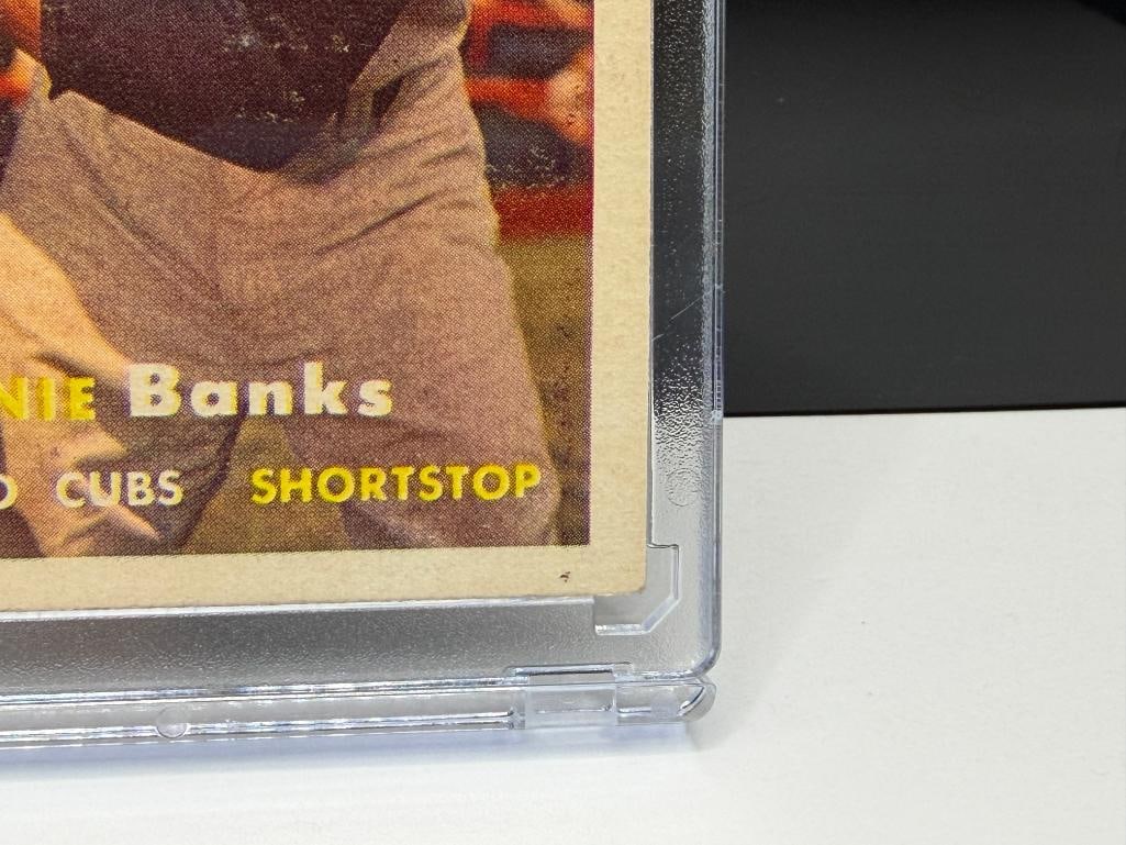 1957 TOPPS #55 ERNIE BANKS BASEBALL CARD - 5