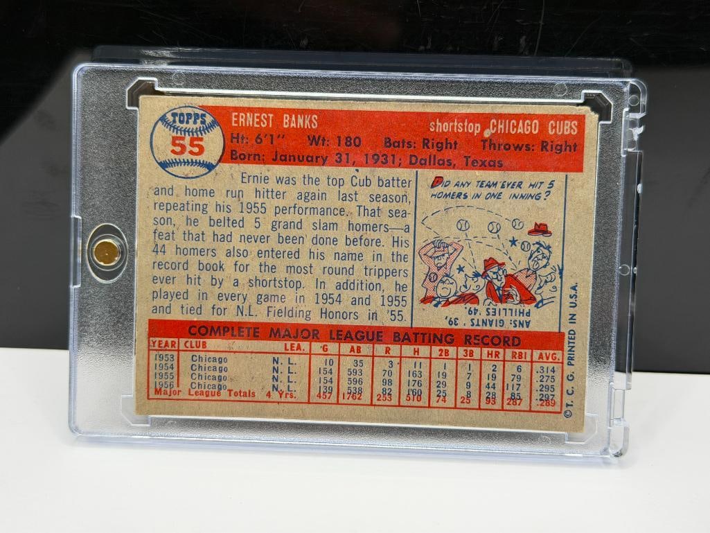 1957 TOPPS #55 ERNIE BANKS BASEBALL CARD - 6
