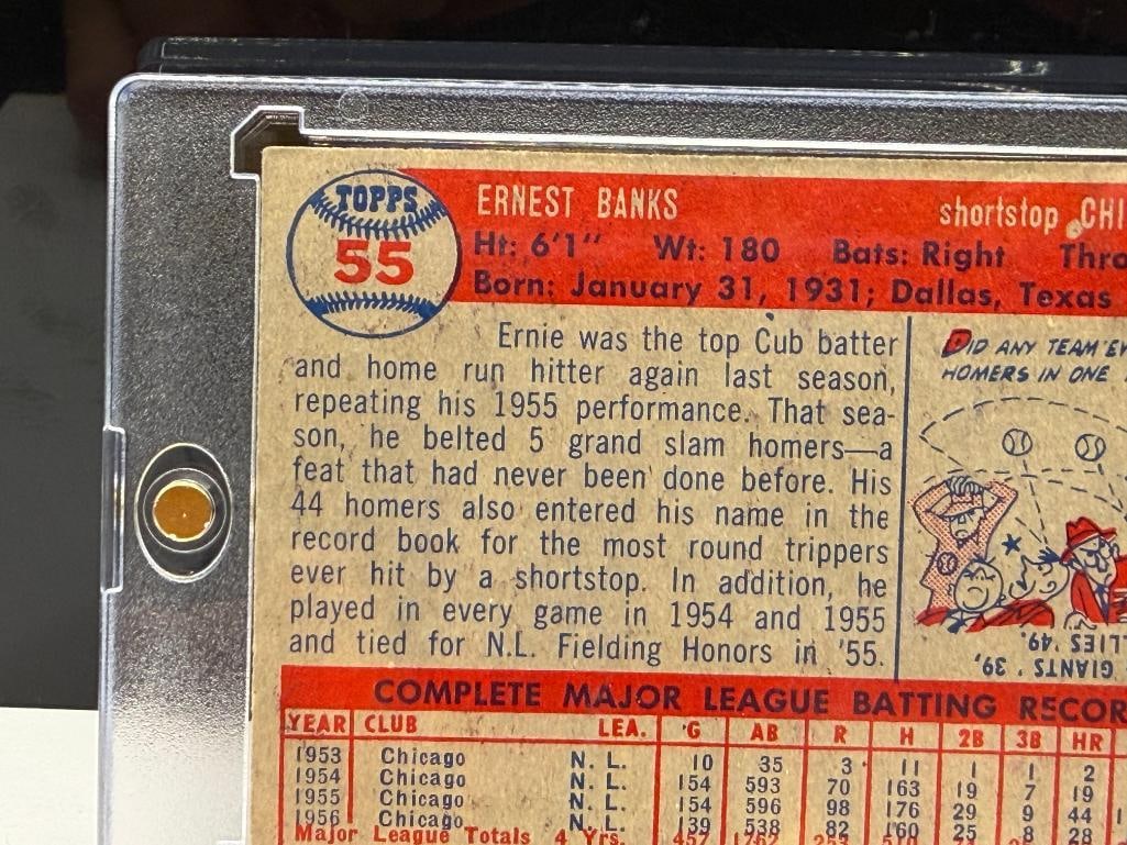1957 TOPPS #55 ERNIE BANKS BASEBALL CARD - 7
