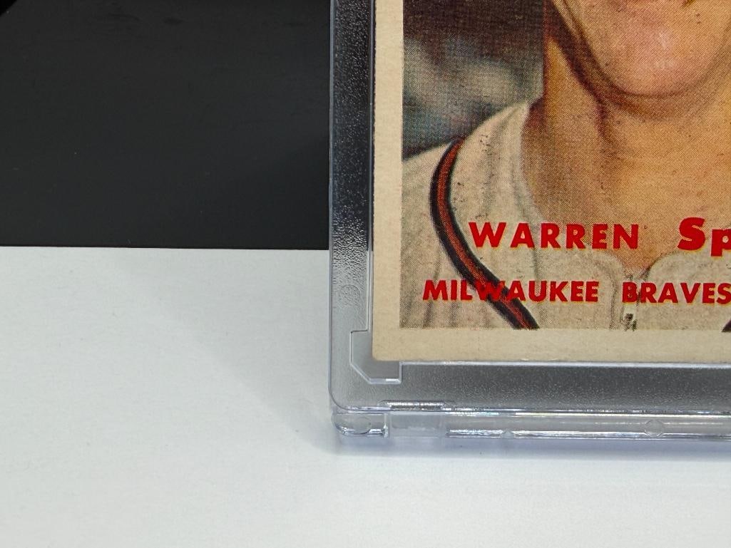 1957 TOPPS #90 WARREN SPAHN BASEBALL CARD - 4