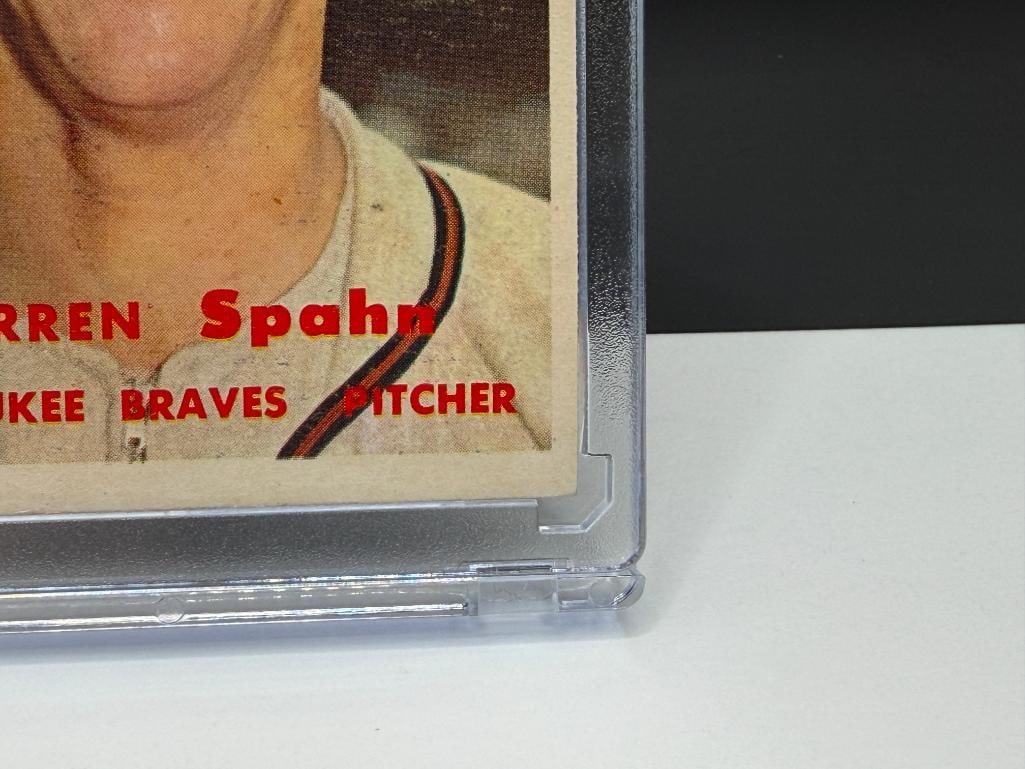 1957 TOPPS #90 WARREN SPAHN BASEBALL CARD - 5