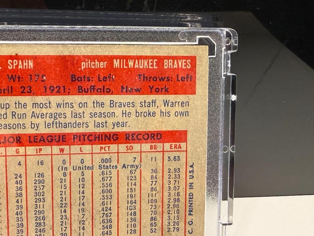 1957 TOPPS #90 WARREN SPAHN BASEBALL CARD - 8