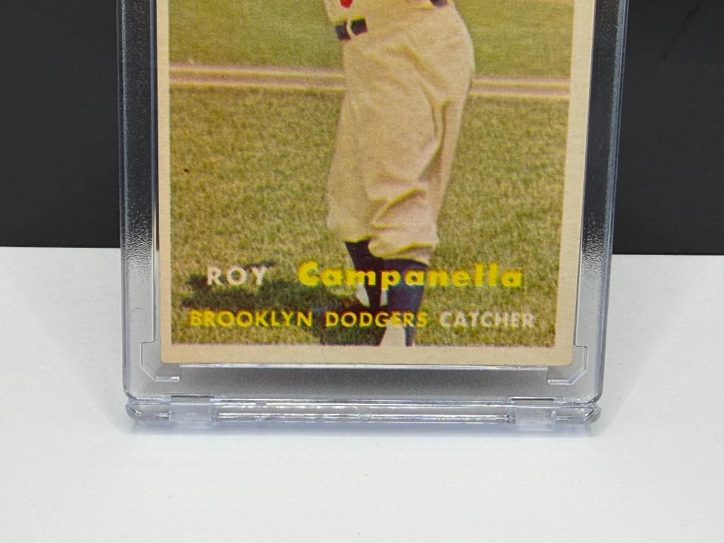 1957 TOPPS #210 ROY CAMPANELLA BASEBALL CARD - 3
