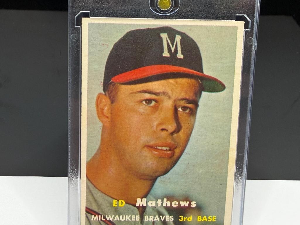 1957 TOPPS #250 ED MATHEWS BASEBALL CARD - 2