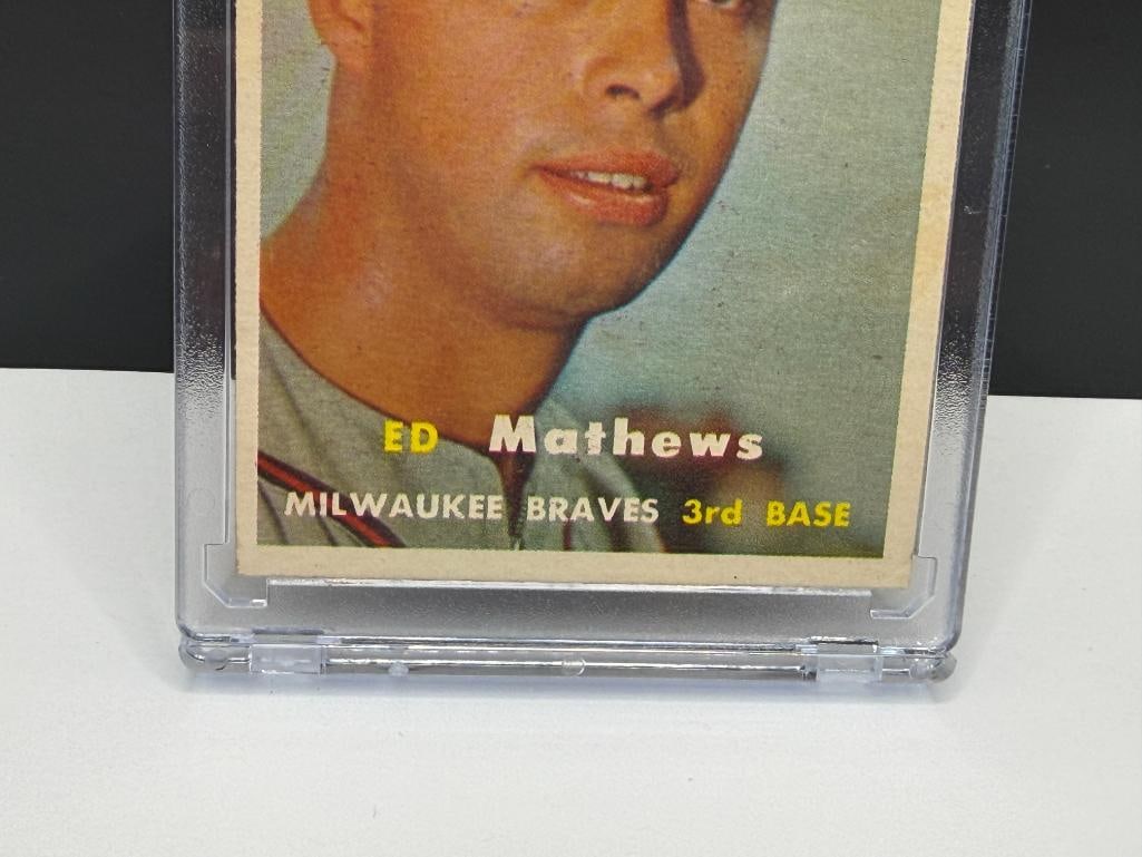 1957 TOPPS #250 ED MATHEWS BASEBALL CARD - 3