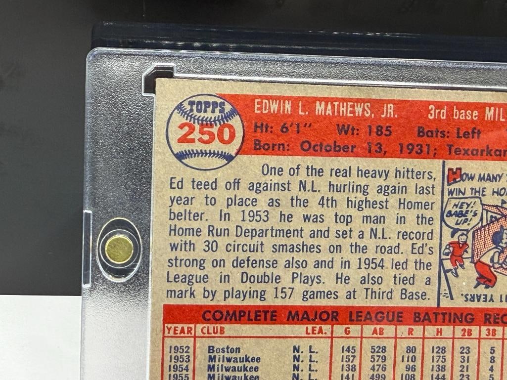 1957 TOPPS #250 ED MATHEWS BASEBALL CARD - 7