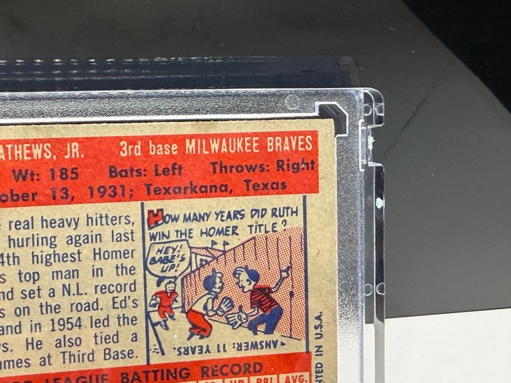 1957 TOPPS #250 ED MATHEWS BASEBALL CARD - 8