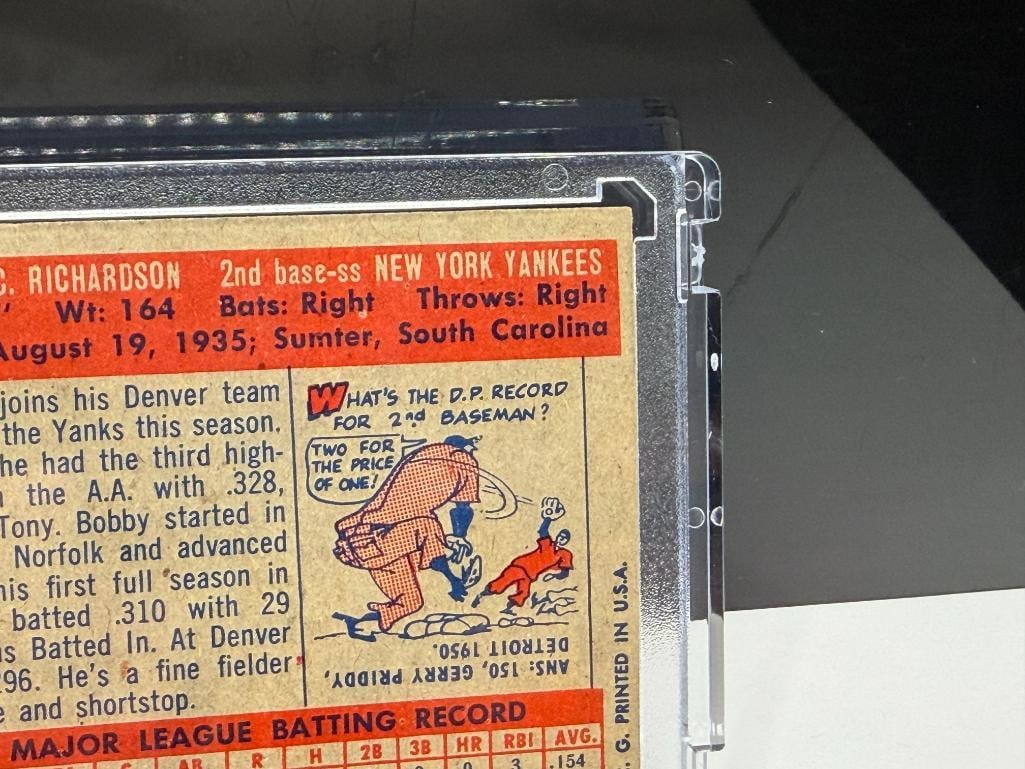 1957 TOPPS #286 BOBBY RICHARDSON BASEBALL CARD - 8