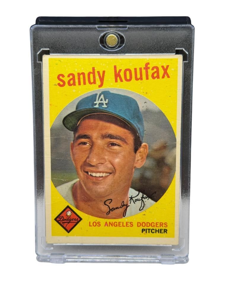 1959 TOPPS #163 SANDY KOUFAX BASEBALL CARD: LOS ANGELES DODGERS, HALL OF FAMER, RARE CARD, SEE PHOTOS FOR CONDITION, FROM THE ESTATE OF A LOCAL RENO, NV DOCTOR AT RENOWN WHO RAN BIG LEAGUE SPORTS MEDICINE BASEBALL CAMP FOR NEARLY 20