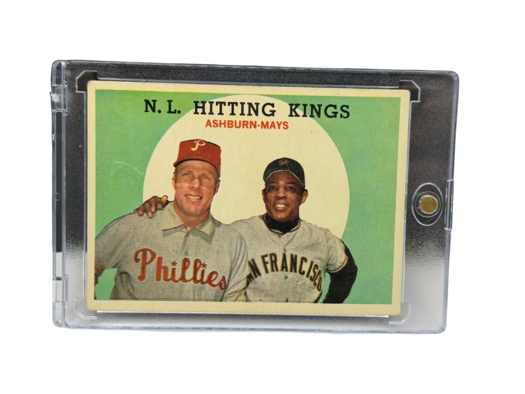 1959 TOPPS #317 RICHIE ASHBURN WILLIE MAYS N.L. HITTING KINGS BASEBALL CARD: HALL OF FAMERS, RARE CARD, SEE PHOTOS FOR CONDITION, FROM THE ESTATE OF A LOCAL RENO, NV DOCTOR AT RENOWN WHO RAN BIG LEAGUE SPORTS MEDICINE BASEBALL CAMP FOR NEARLY 20 YEARS, DOCTOR JOHN ANDREW