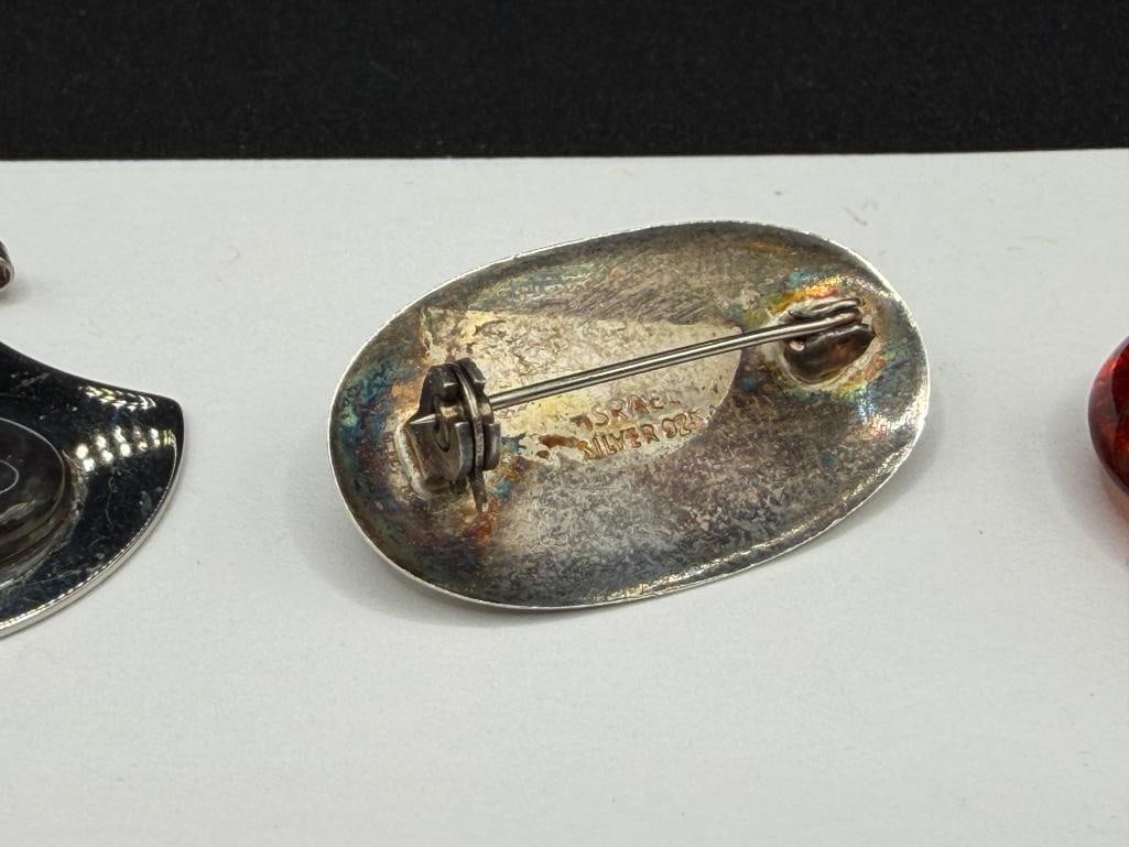 FOUR FASHION JEWELRY PENDANTS INCLUDING STERLING SILVER ISRAEL MADE PENDANT, AMBER, AND MORE - 3
