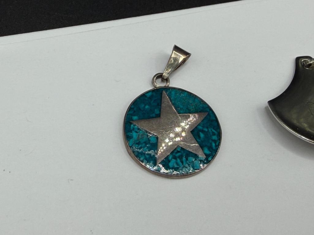 FOUR FASHION JEWELRY PENDANTS INCLUDING STERLING SILVER ISRAEL MADE PENDANT, AMBER, AND MORE - 7