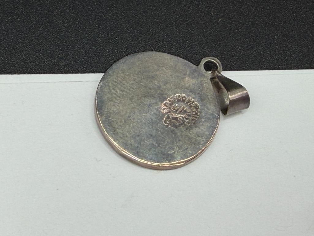 FOUR FASHION JEWELRY PENDANTS INCLUDING STERLING SILVER ISRAEL MADE PENDANT, AMBER, AND MORE - 8