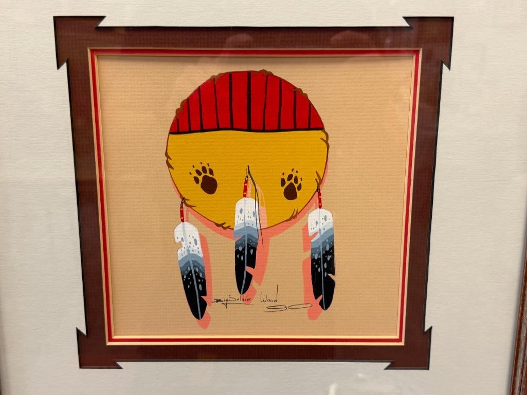 ERIC BIG SOLDIER WOOD IOWA TRIBE NATIVE AMERICAN ARTIST GOUACHE ON PAPER - 2
