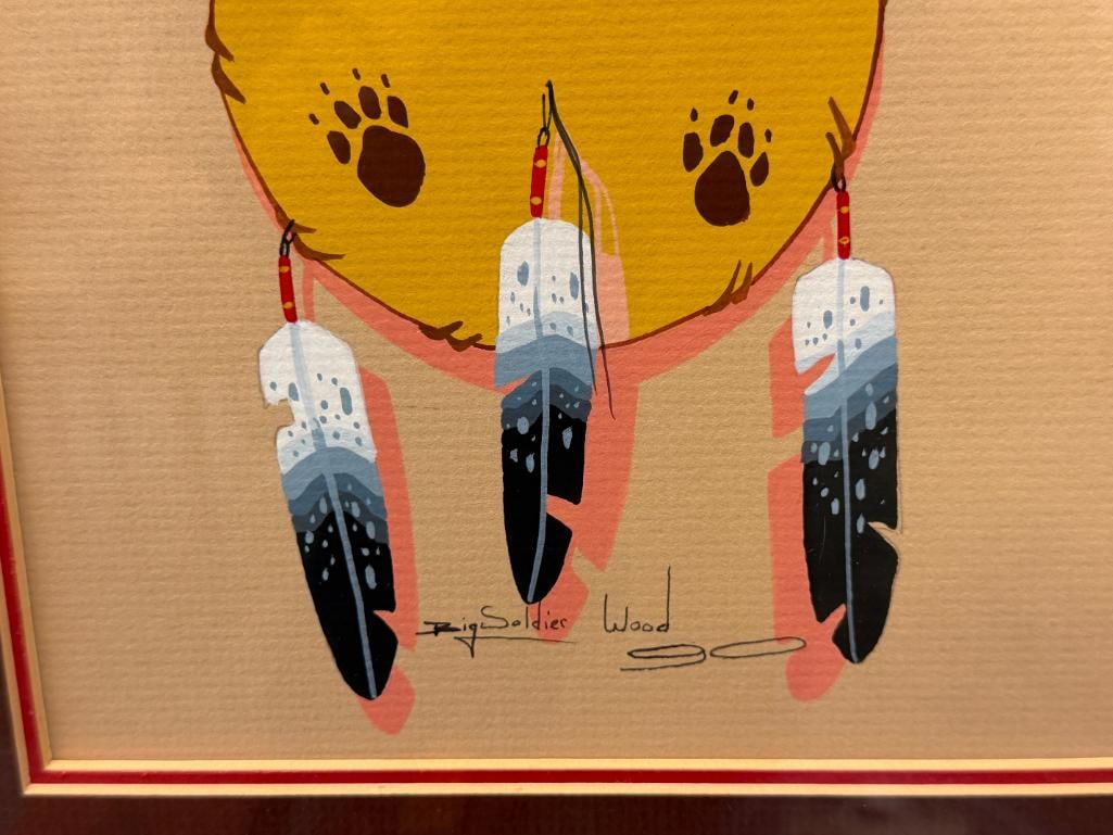 ERIC BIG SOLDIER WOOD IOWA TRIBE NATIVE AMERICAN ARTIST GOUACHE ON PAPER - 3