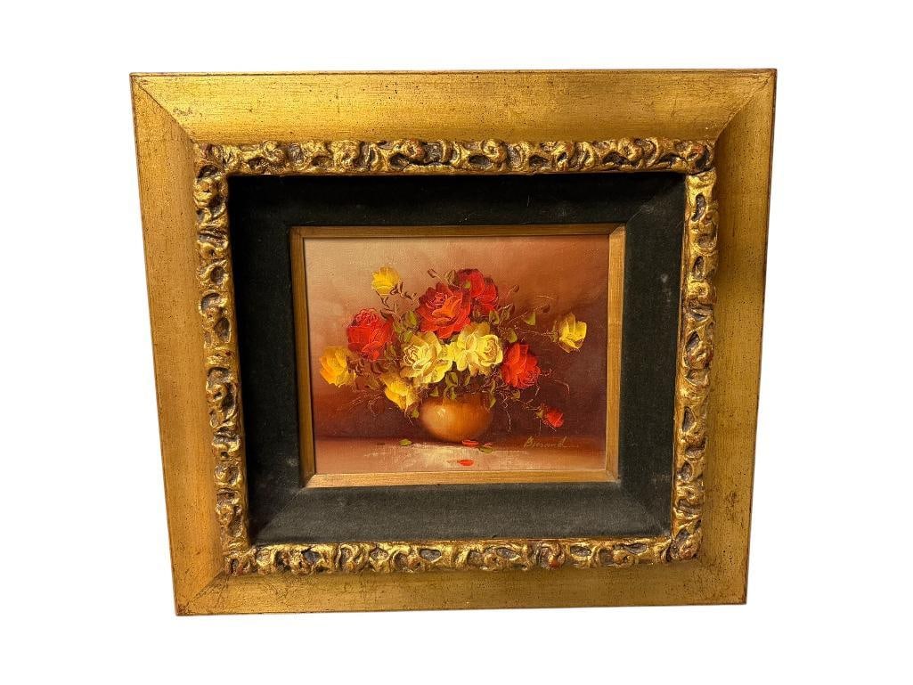 ORIGINAL OIL PAINTING ON CANVAS OF FLORAL STILL LIFE SIGNED BY ARTIST BIERAND (1 of 8)