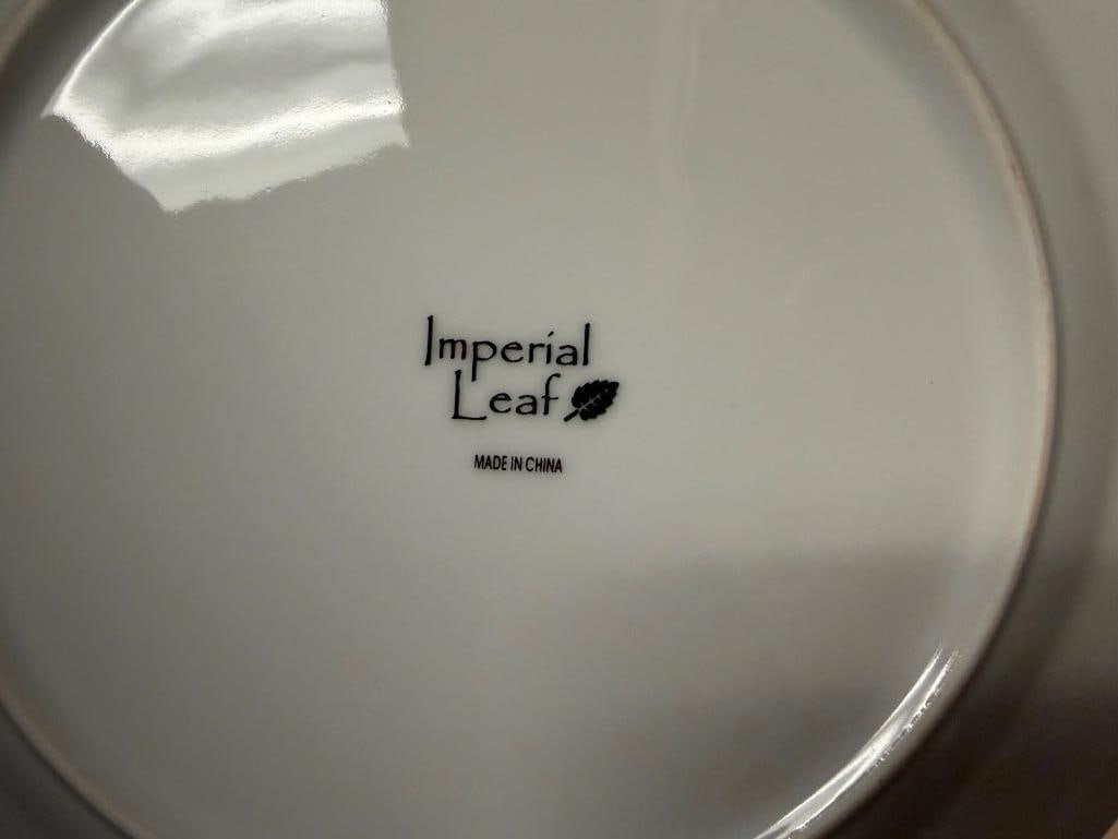 IMPERIAL LEAF CHINA SET INCLUDING DINNER PLATES, BREAD PLATES, AND CUPS IN ORIGINAL PACKAGING - 7
