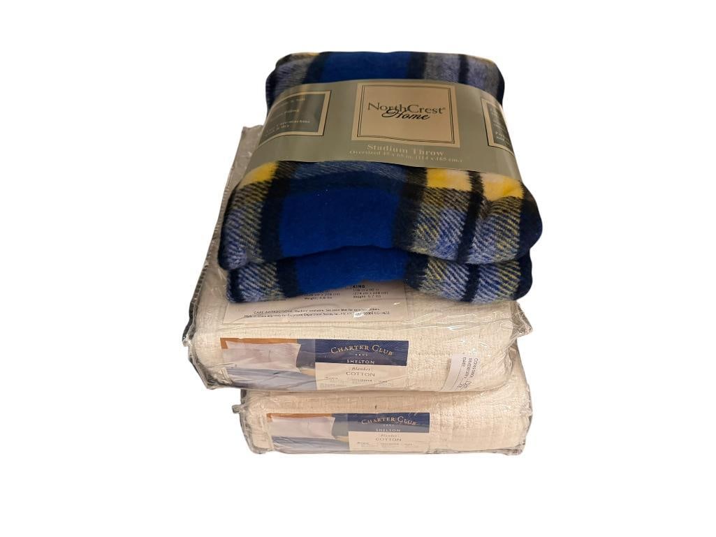 NEW BLANKETS INCLUDING CHARTER CLUB TWIN COTTON BLANKETS AND NORTHCREST HOME THROW (1 of 13)