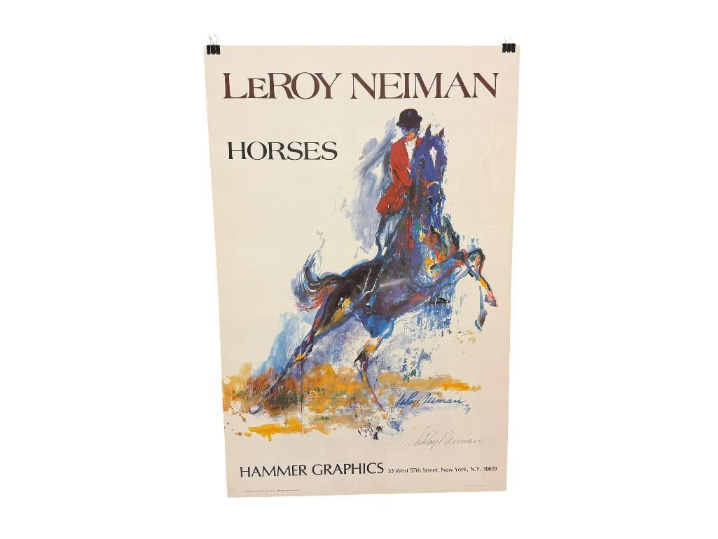 LEROY NEIMAN "HORSES" HAMMER GRAPHICS POSTER BY HARRY N. ABRAMS INC.: MOUNTED TO POSTERBOARD 24" X 37"