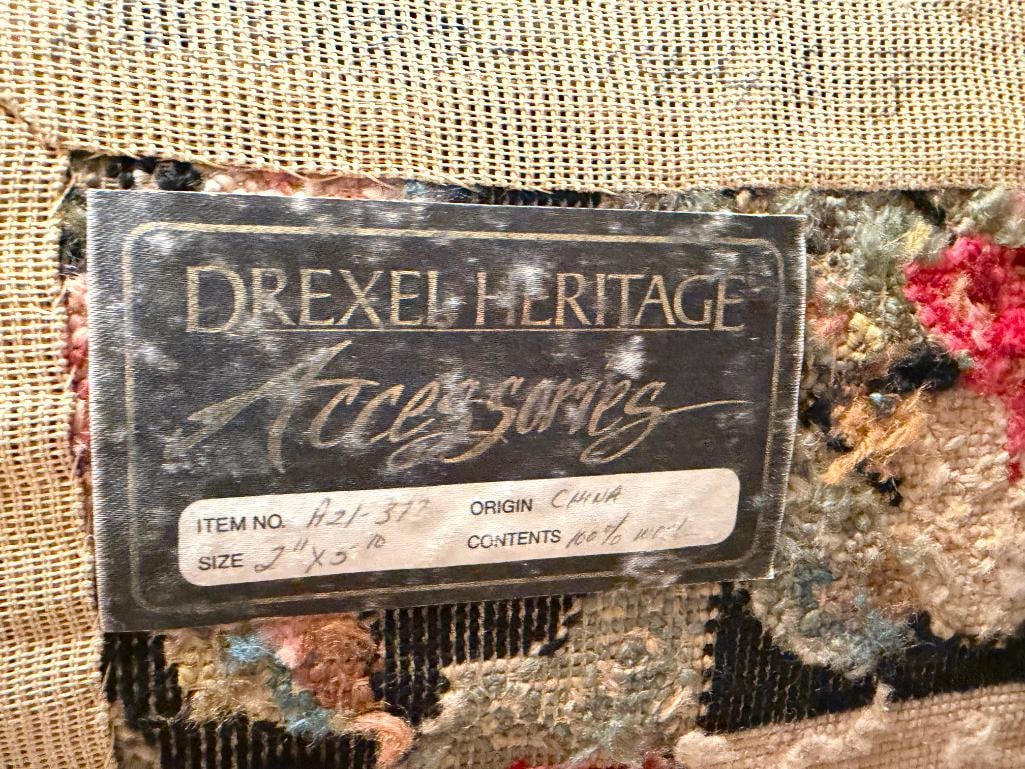 DREXEL HERITAGE ACCESSORIES 100% WOOL NEEDLEPOINT RUG FEATURING FLORAL MOTIF - 5