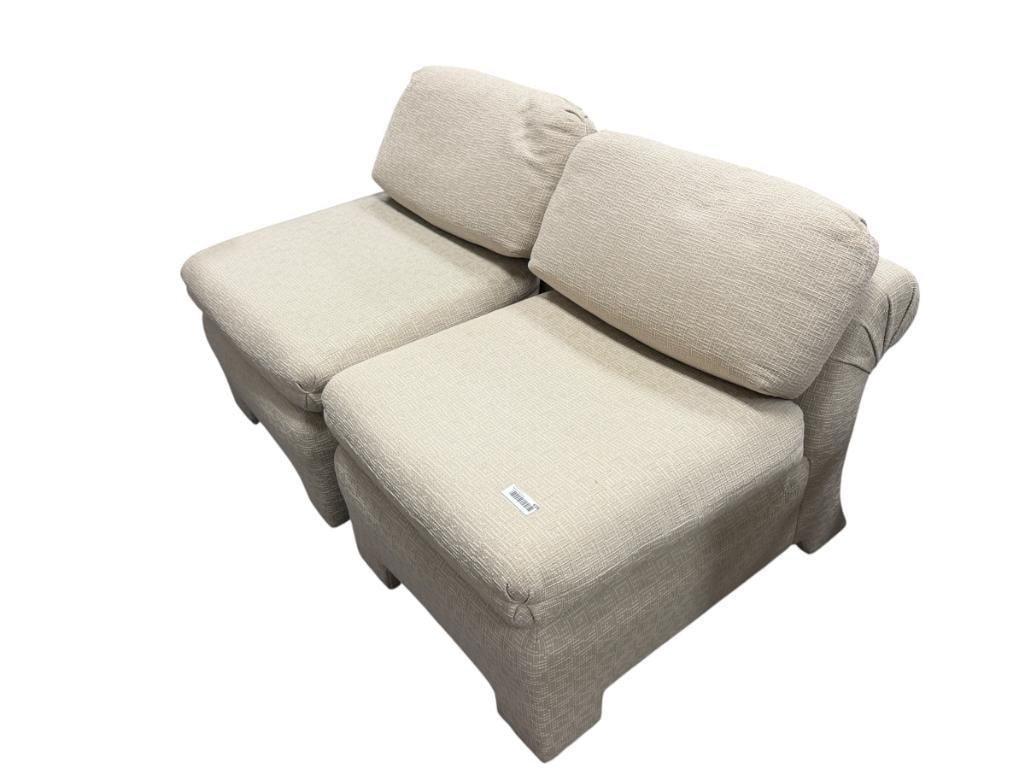 PAIR OF ASHLEY FURNITURE HARTSDALE ARMLESS CHAIRS WITH LINEN LIKE FABRIC AND MODULAR DESIGN (1 of 6)