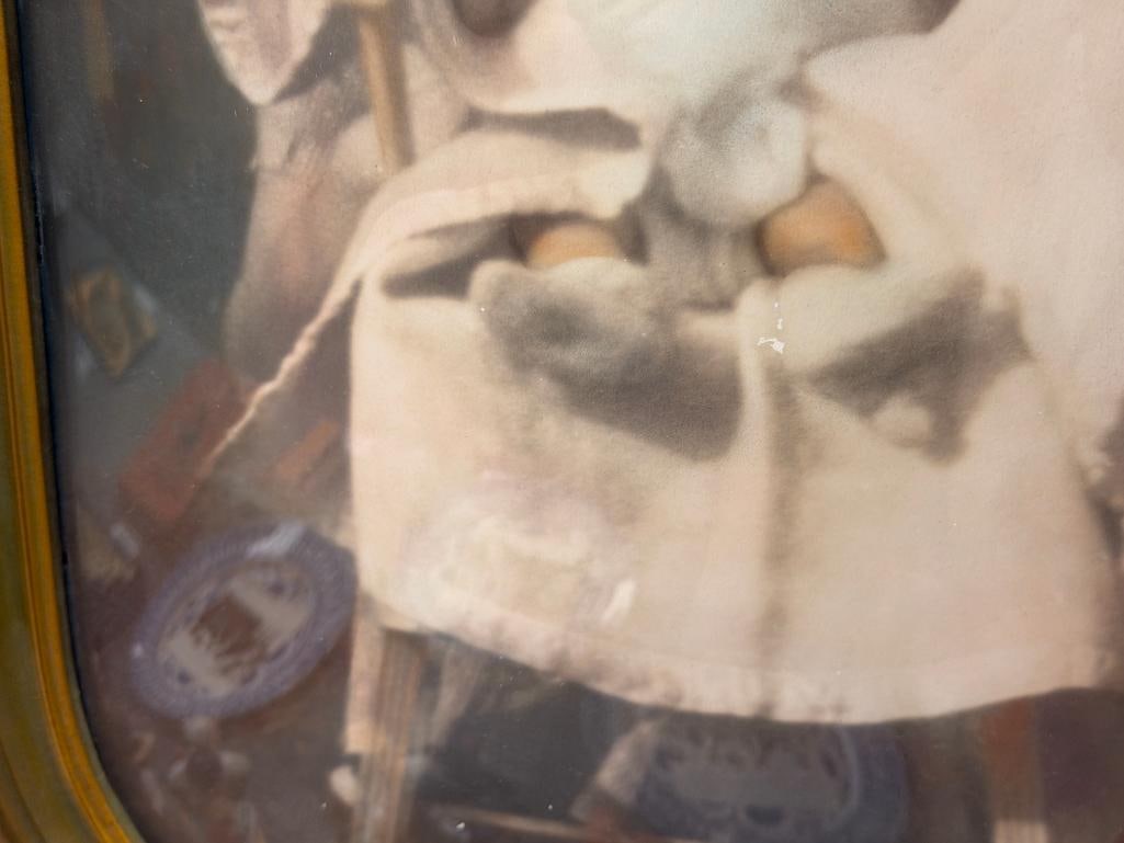 ANTIQUE HAND COLORED PHOTOGRAPH OF A BABY IN A HIGH CHAIR - 4