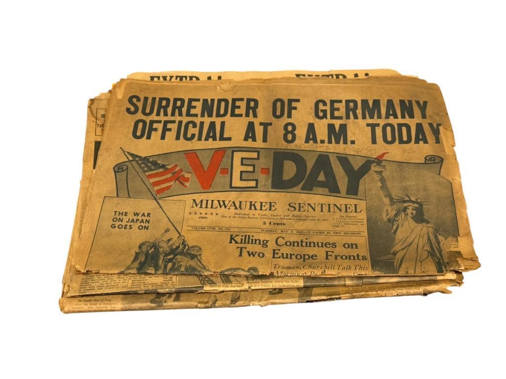 1940'S, 1950'S, 1960'S AMERICAN NEWSPAPERS KENNEDY ASSASINATION, EISENHOWER ELECTION, GERMANY WWII (1 of 13)