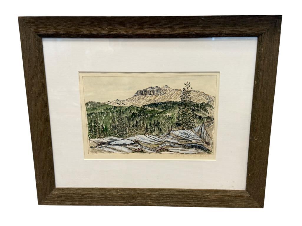 HENDERSON ORIGINAL WATERCOLOR CASTLE PEAK DONNER PASS, CALIFORNIA DATED 1985 (1 of 8)