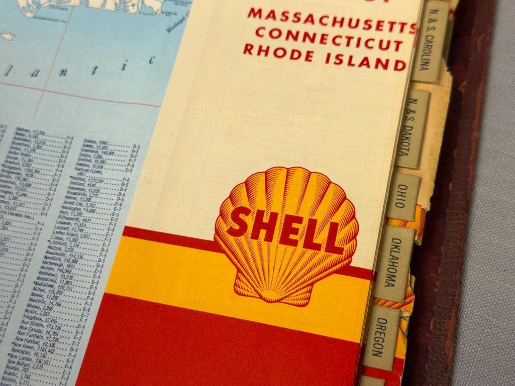 1957 VINTAGE SHELL OIL CO. BOUND SERVICE STATION ROAD MAPS OF THE UNITED STATES - 12