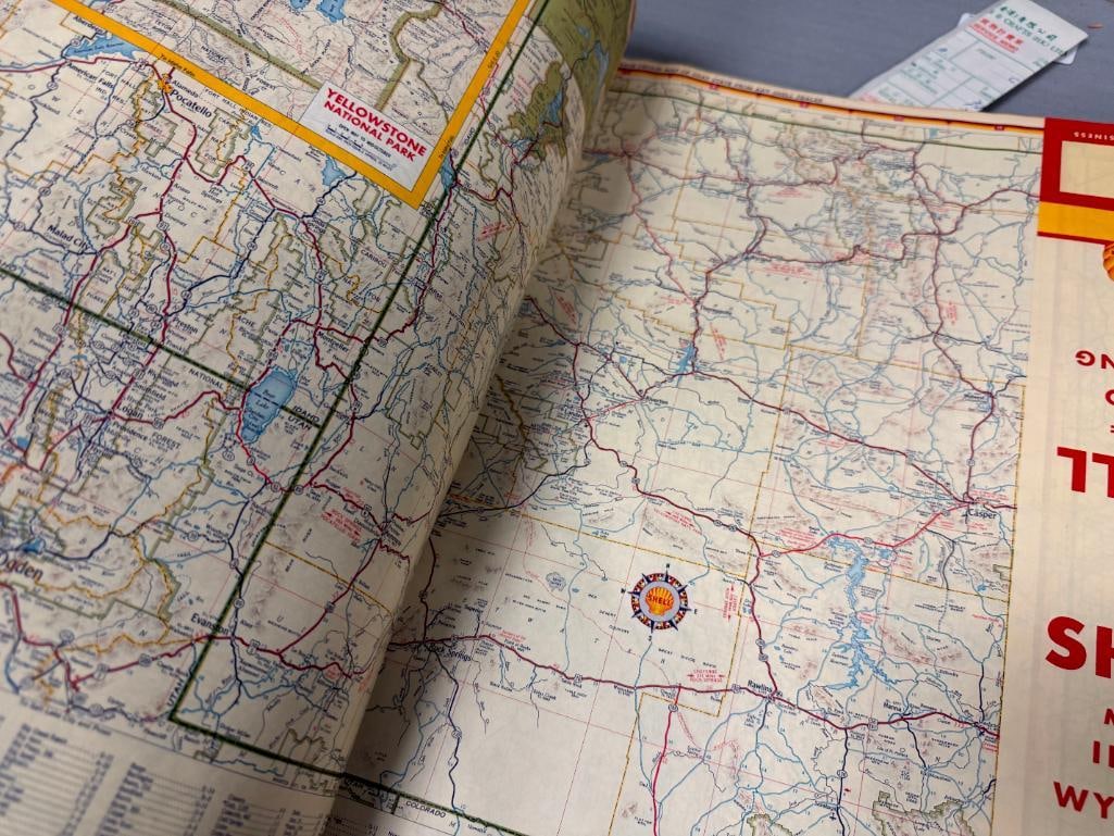 1957 VINTAGE SHELL OIL CO. BOUND SERVICE STATION ROAD MAPS OF THE UNITED STATES - 13