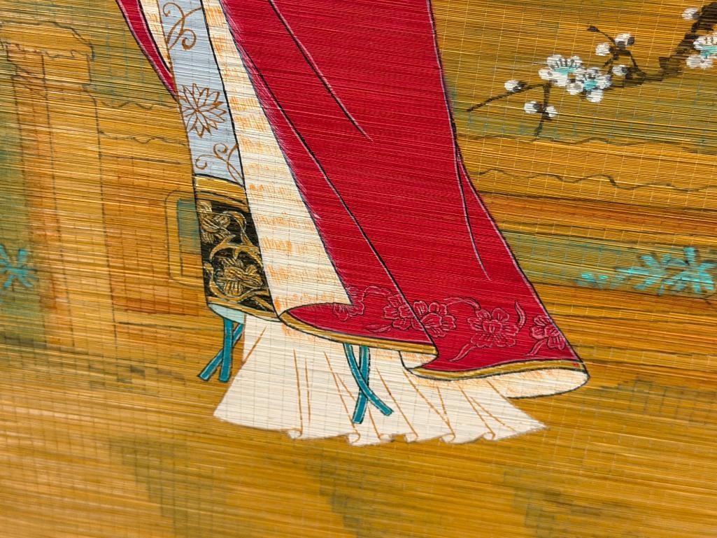 20TH CENTURY ORIGINAL CHINESE PAINTING ON BAMBOO SCREEN SIGNED WALL SCROLL - 7