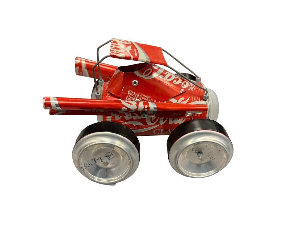 VINTAGE HANDMADE FOLK ART COCA-COLA RACE BUGGY RECYCLED ALUMINUM MODEL (1 of 8)