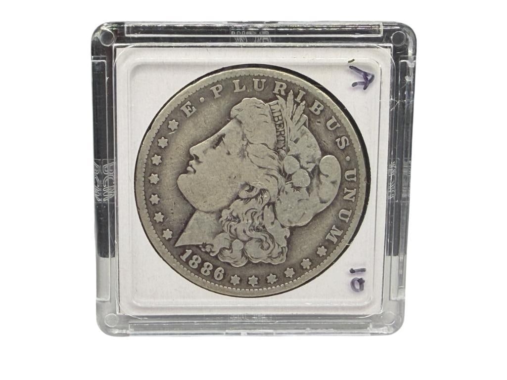 1886 U.S. MORGAN SILVER DOLLAR: 90% SILVER