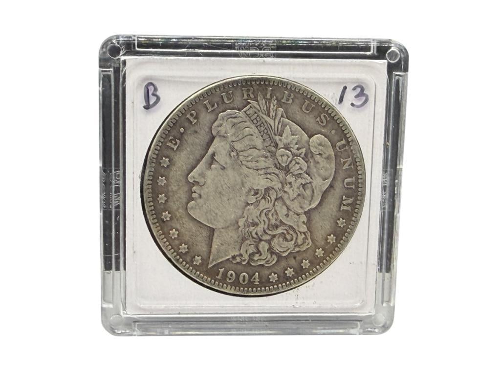 1904 U.S. MORGAN SILVER DOLLAR: 90% SILVER
