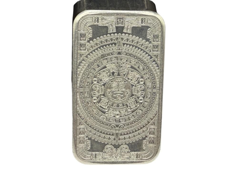 CUAUHTEMOC AZTEC DESIGN WITH CALENDAR .999 FINE SILVER 5 TROY OUNCE BAR (1 of 7)