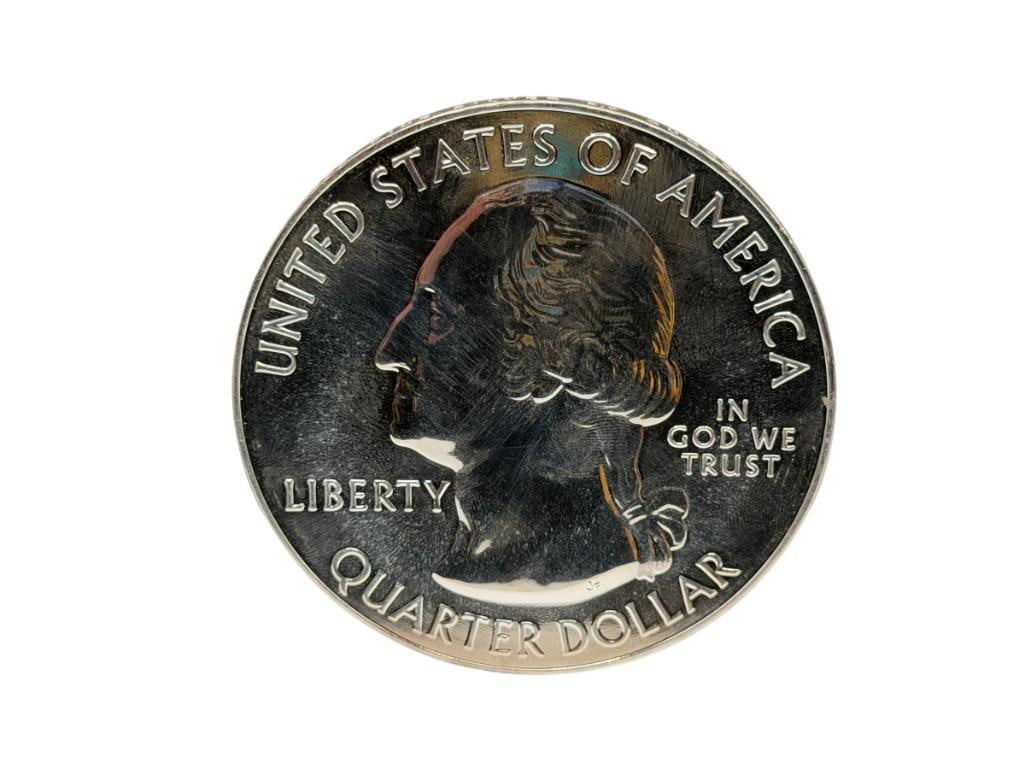 2011 VICKSBURG MISSISSIPPI STATEHOOD QUARTER DESIGN .999 FINE SILVER 5 TROY OUNCE ROUND: 5 TROY OUNCES, 3"