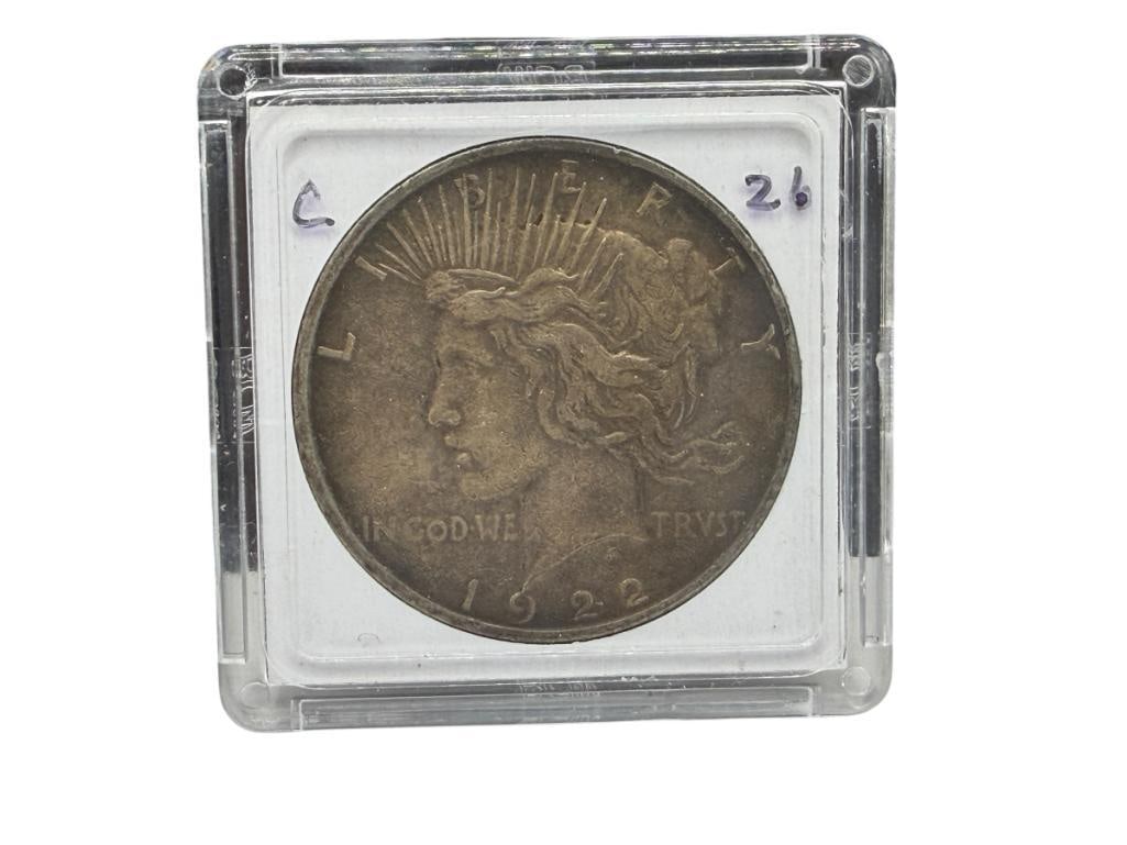 1922-D U.S. PEACE SILVER DOLLAR: 90% SILVER