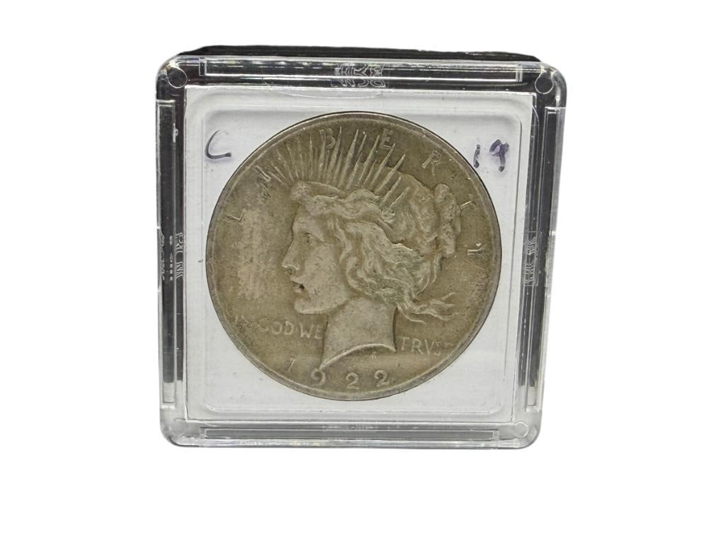 1922 U.S. PEACE SILVER DOLLAR: 90% SILVER