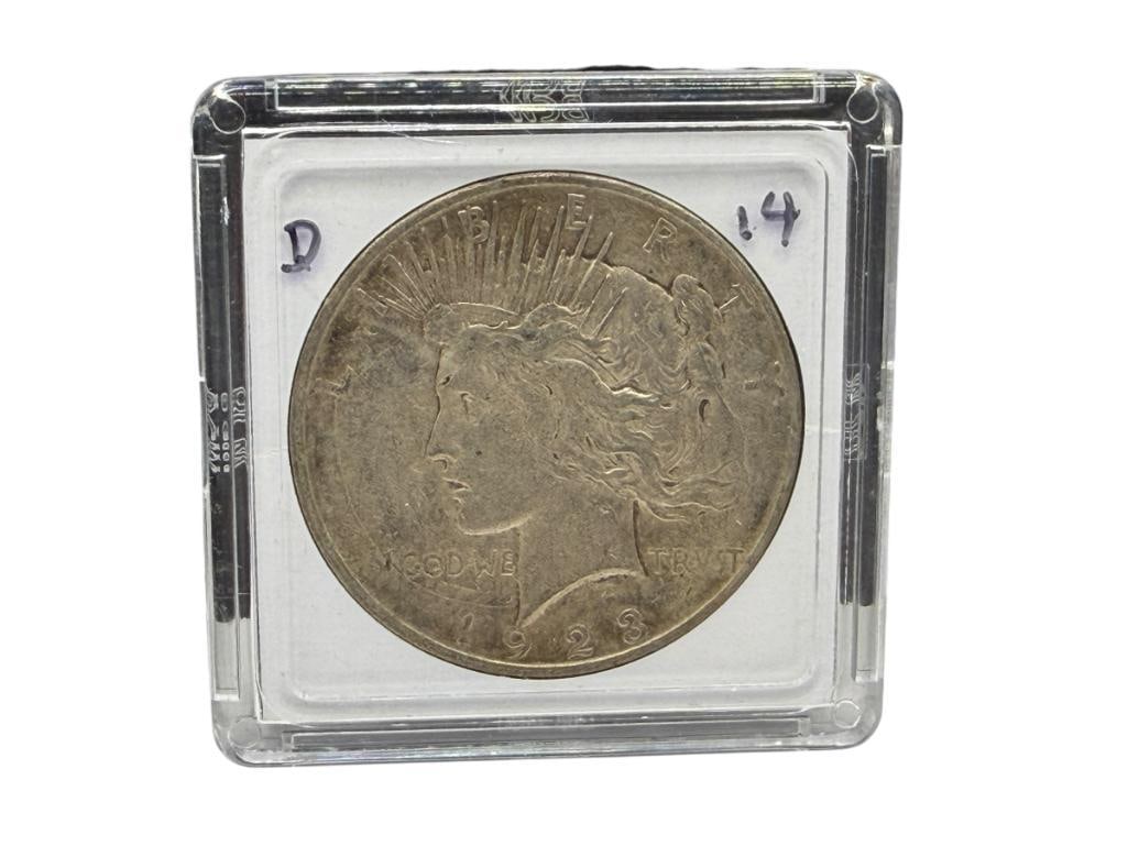 1923-D U.S. PEACE SILVER DOLLAR: 90% SILVER