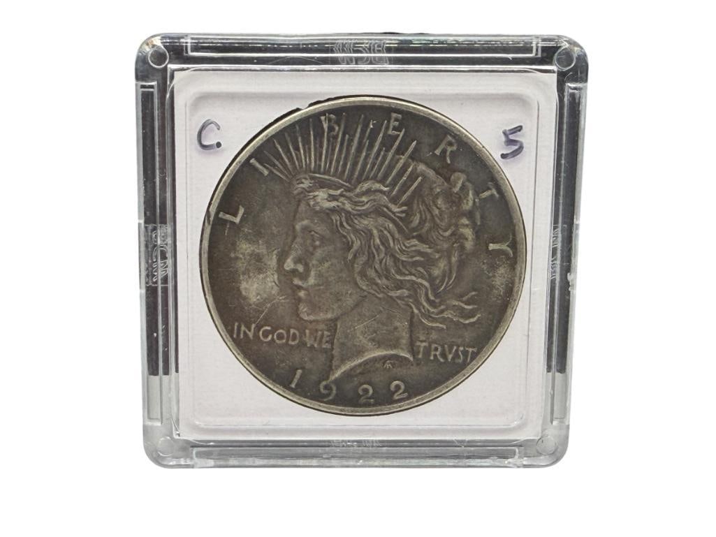 1922 U.S. PEACE SILVER DOLLAR: 90% SILVER
