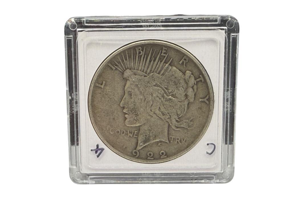 1922 U.S. PEACE SILVER DOLLAR: 90% SILVER