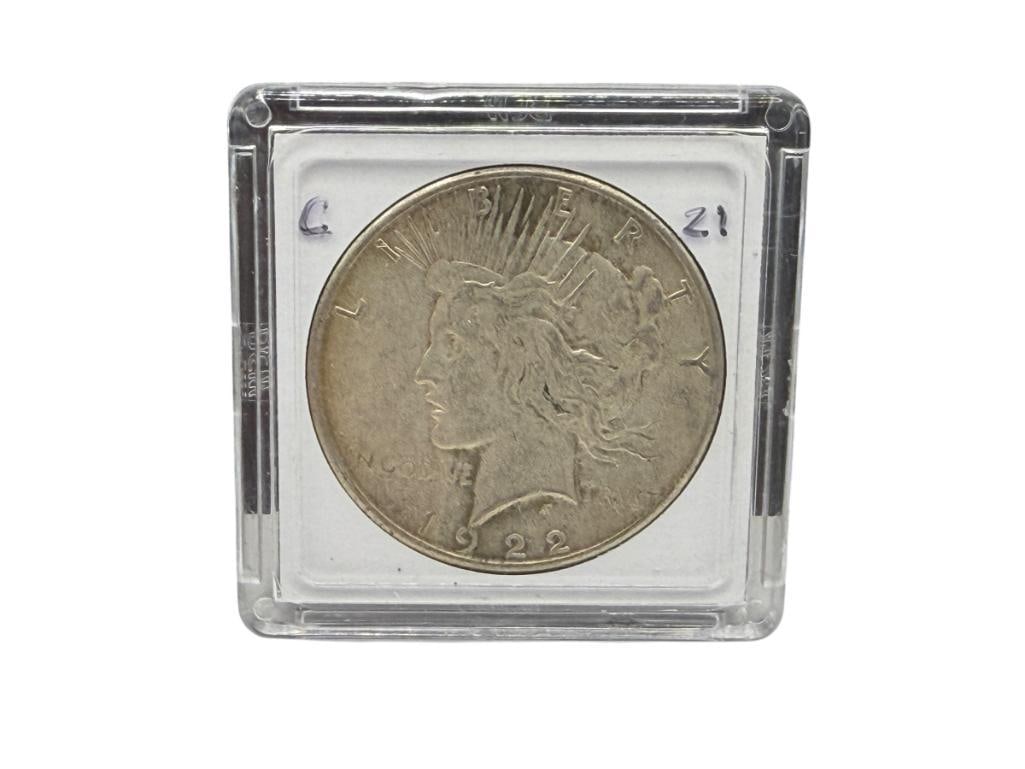 1922-S U.S. PEACE SILVER DOLLAR: 90% SILVER