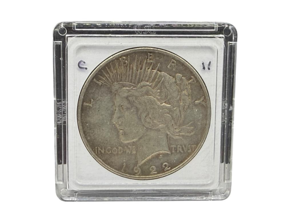 1922 U.S. PEACE SILVER DOLLAR: 90% SILVER