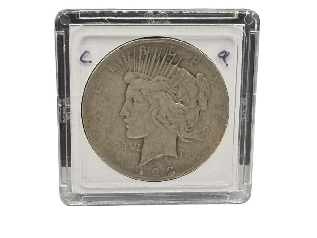 1922 U.S. PEACE SILVER DOLLAR: 90% SILVER