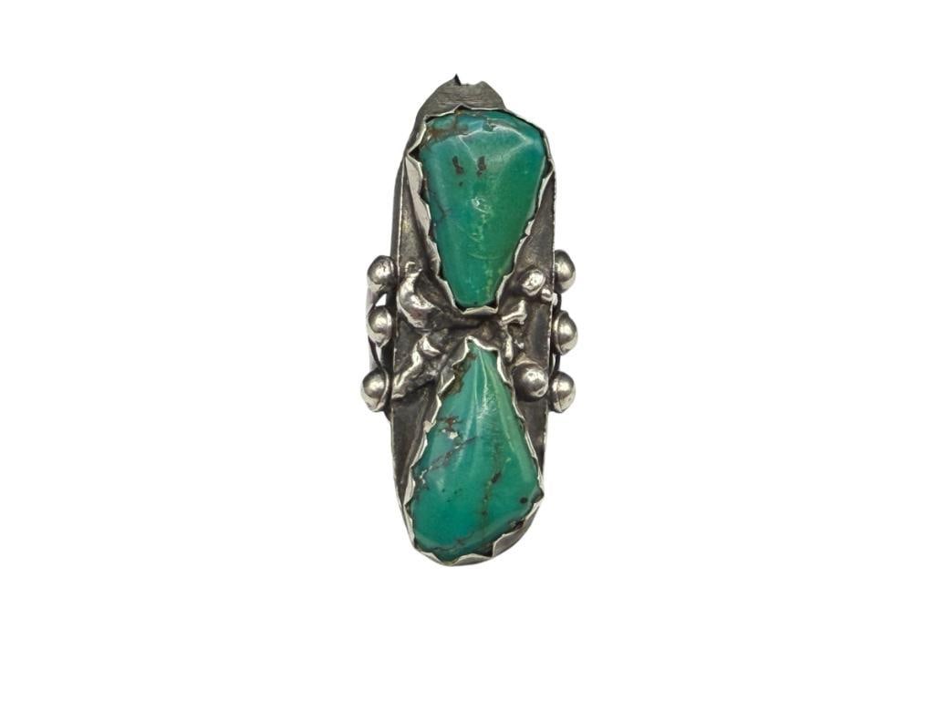 NAVAJO STERLING SILVER GREEN TURQUOISE RING (1 of 5)