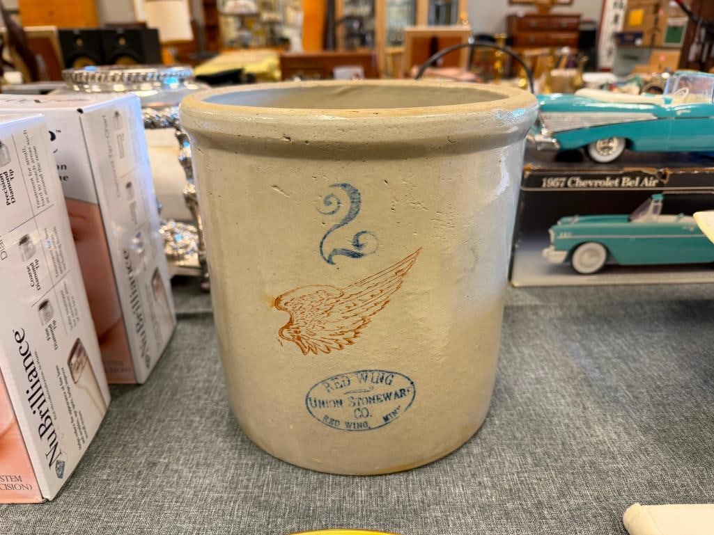 ANTIQUE RED WING UNION STONEWARE CO. POTTERY CROCK 2-GALLON MADE IN RED WING, MINN. - 2