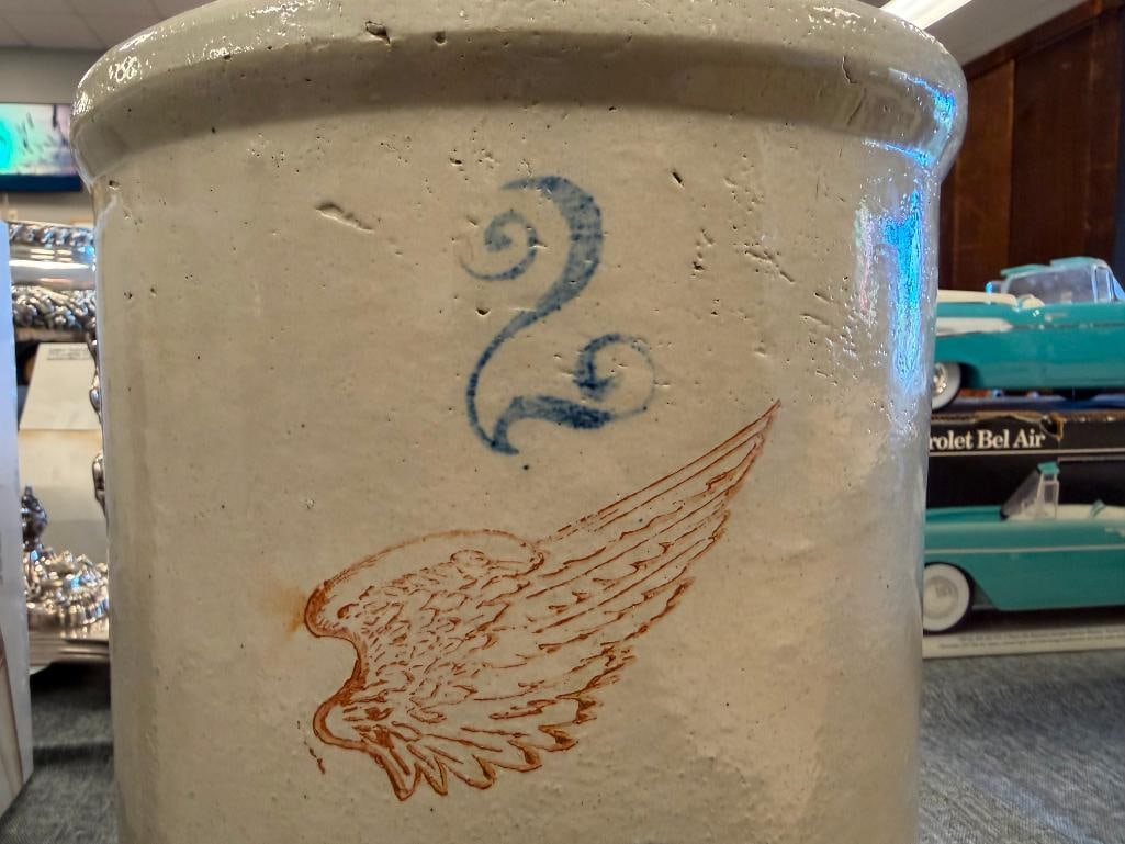 ANTIQUE RED WING UNION STONEWARE CO. POTTERY CROCK 2-GALLON MADE IN RED WING, MINN. - 4