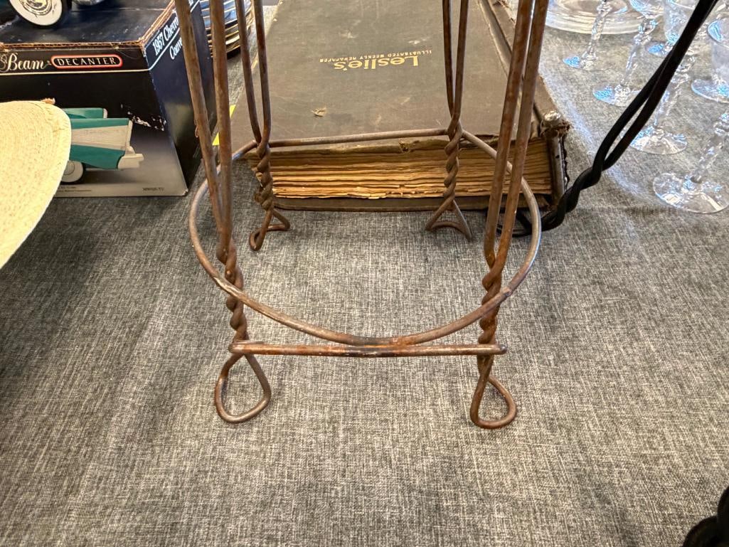 FOUR VINTAGE DOLL FURNITURE CHAIRS CAST IRON CHAIR, BENT WIRE STOOL, SODA PARLOR CHAIR AND STOOL - 14