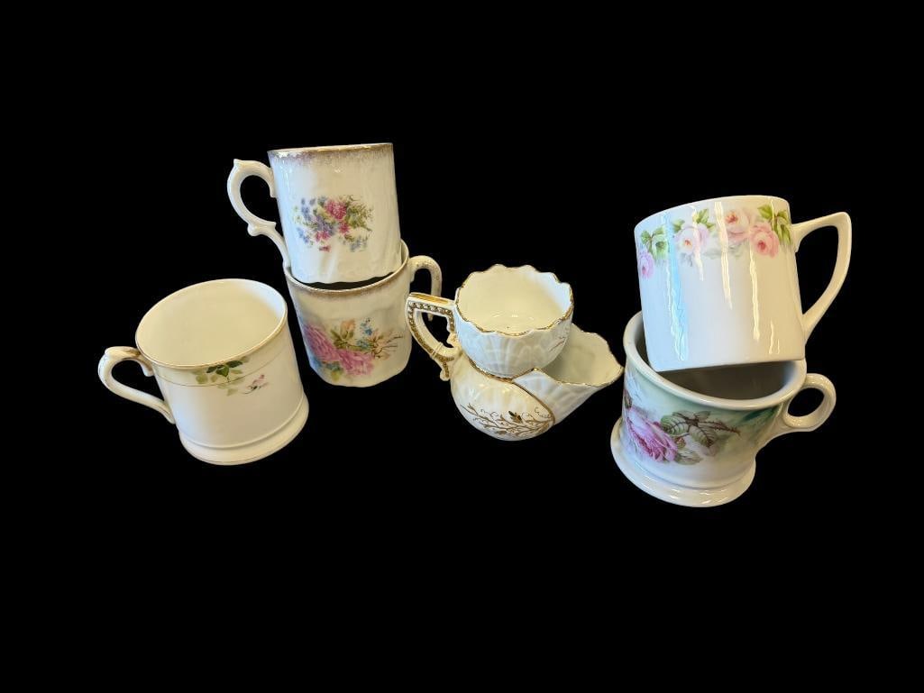 20TH CENTURY FLORAL AND GILT ACCENT DECORATED MUGS AND SHAVING MUGS (1 of 20)